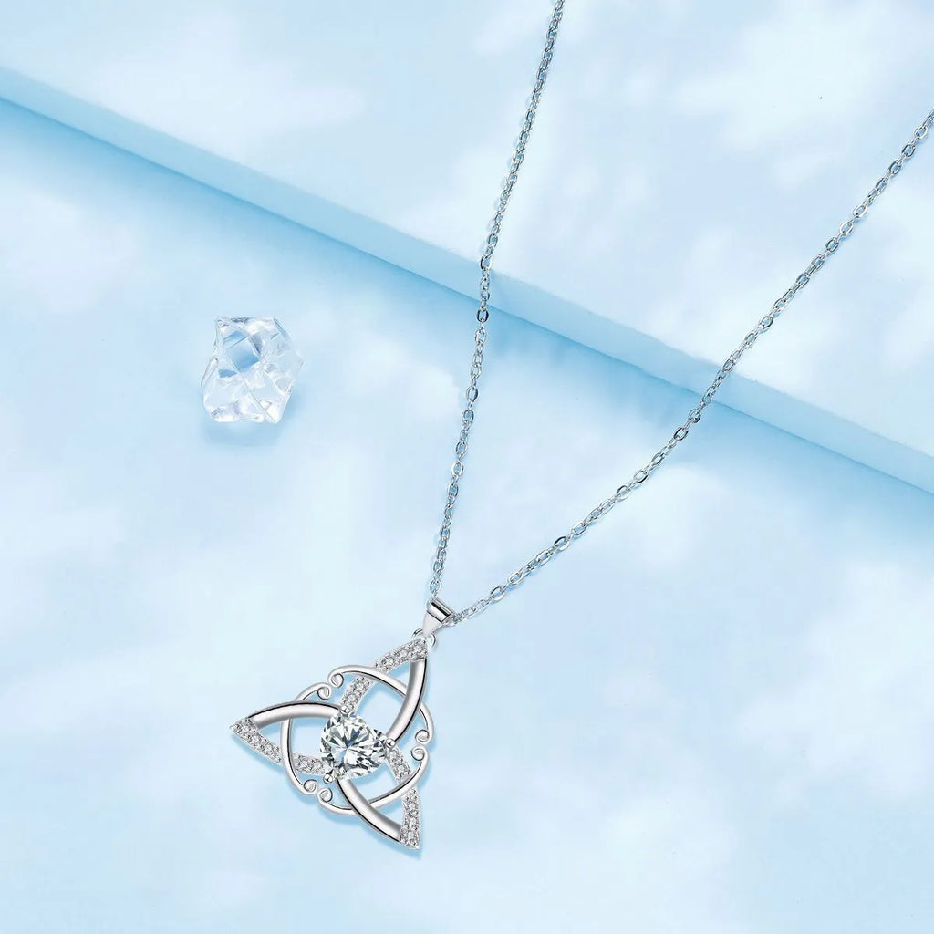 Celtic knot pendant necklace for women in copper with geometric design