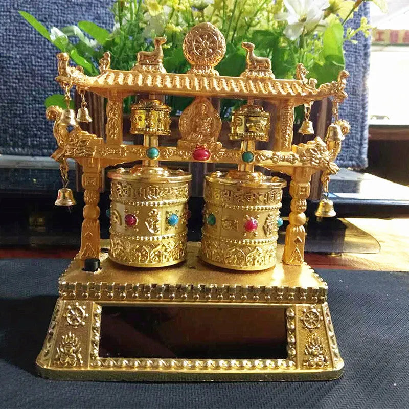 Alloy electric prayer wheel car decoration with Chinese traditional styling