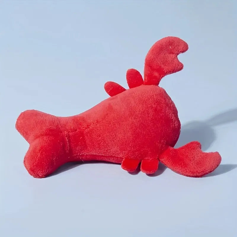 Red lobster stuffed dog toy with squeaker for small medium breeds