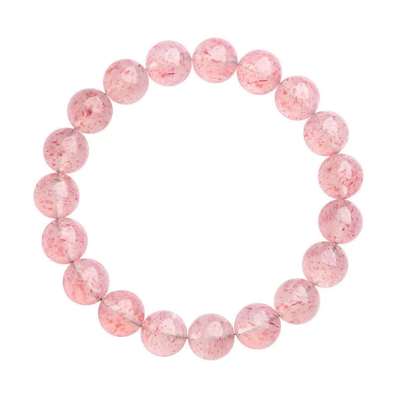 Natural white water strawberry quartz bracelet with 19 geometric 10-10.8mm crystal beads