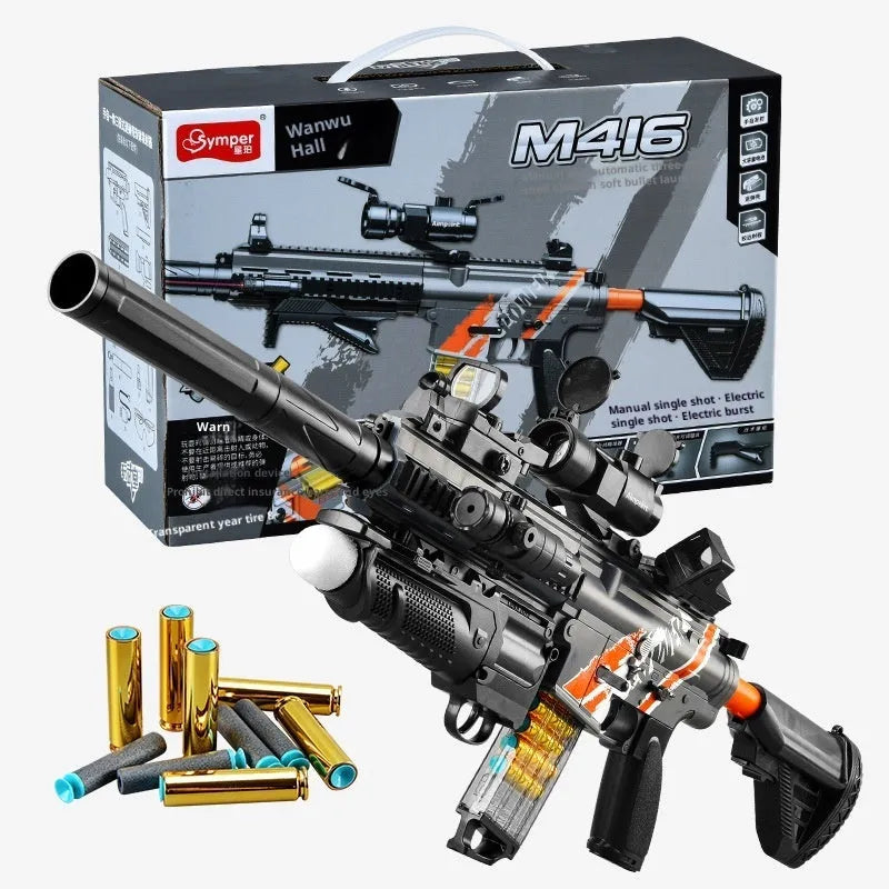 M416 throw shell soft bullet gun AMT toy made of plastic with soft elastic bullets for teenagers