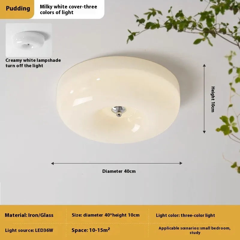 Antique style cream coloured bedroom ceiling lamp with three-colour light adjustment.