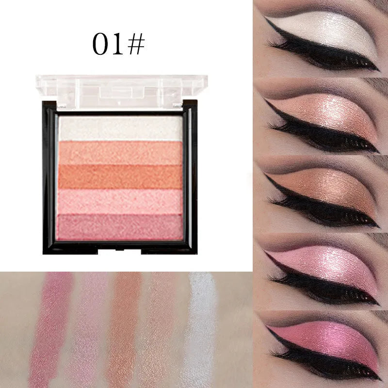 Highlight eye shadow palette with six colour shades for contour brightening and dimensional makeup effects