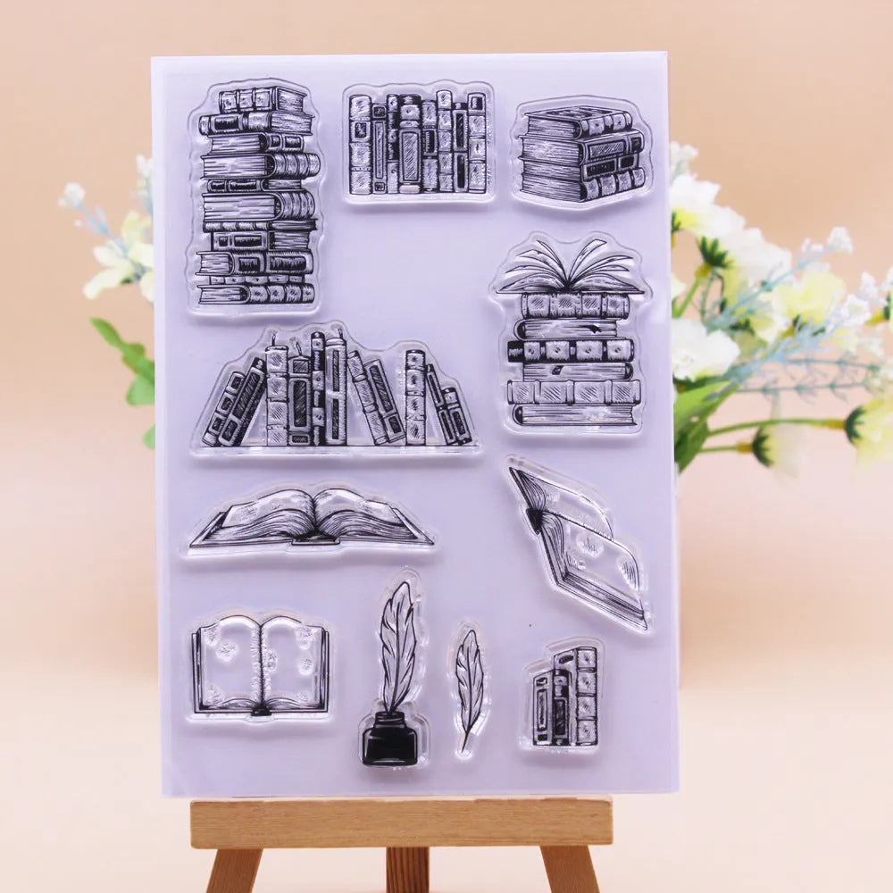 Transparent silicone stamp with white seal pattern for card making