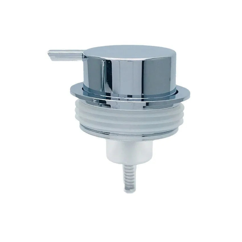 ABS plastic foam pump dispenser for facial cleansers with large pump head in metallic finish