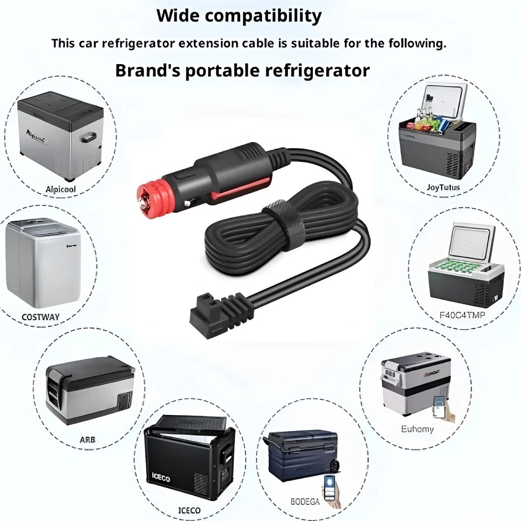 Car Refrigerator Cigarette Lighter Electrical Extension Cable 2.5m Pure Copper Gold Plating High Power 12V/24V Cord for Vehicle Fridge Cooler and Accessories