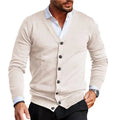 Men's slim fit acrylic cardigan sweater coat in wine red colour with long sleeves