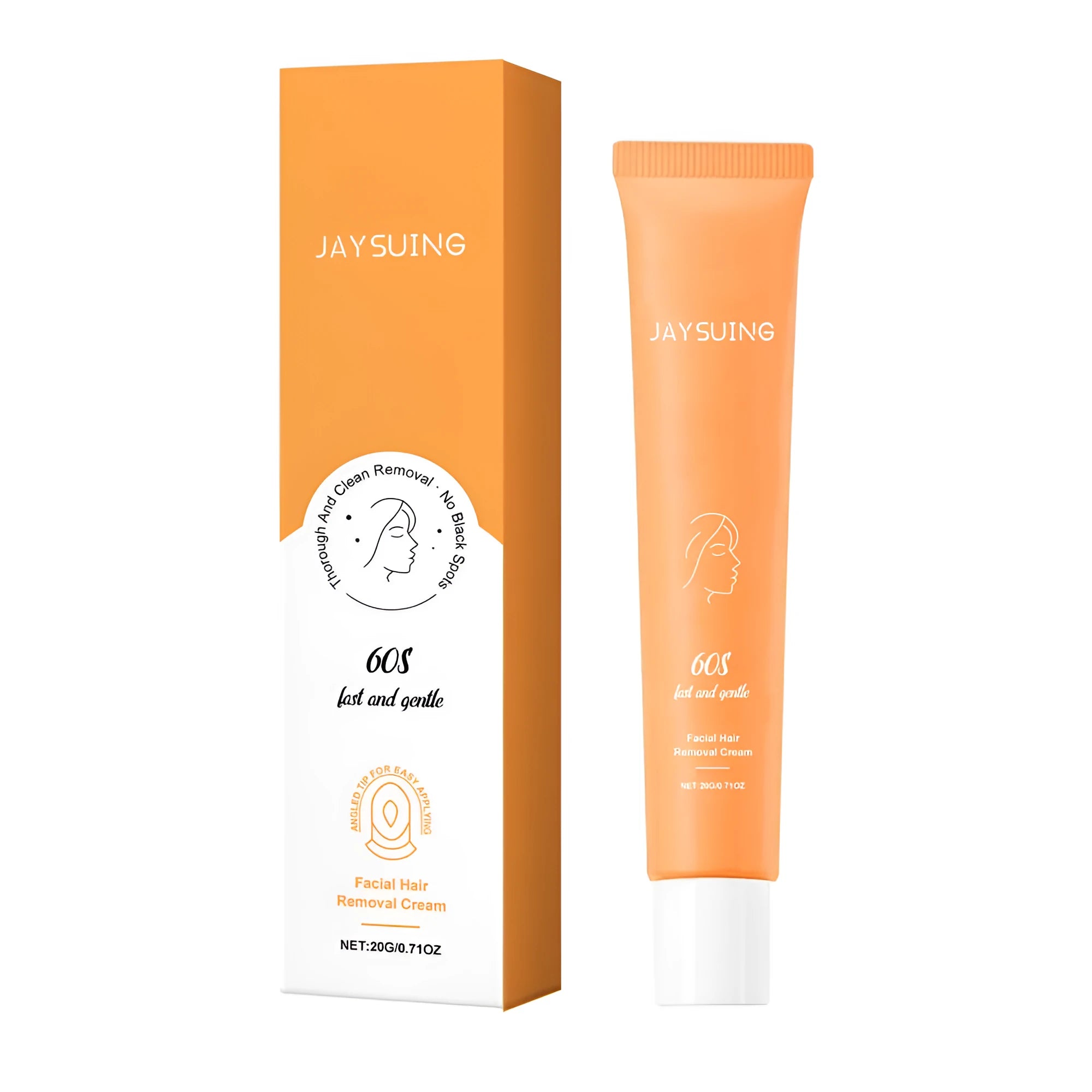20g tube of facial hair removal cream with aloe and hyaluronic acid.