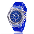 Women's LED luminous watch with round 43mm dial and silicone bracelet in multiple colour options