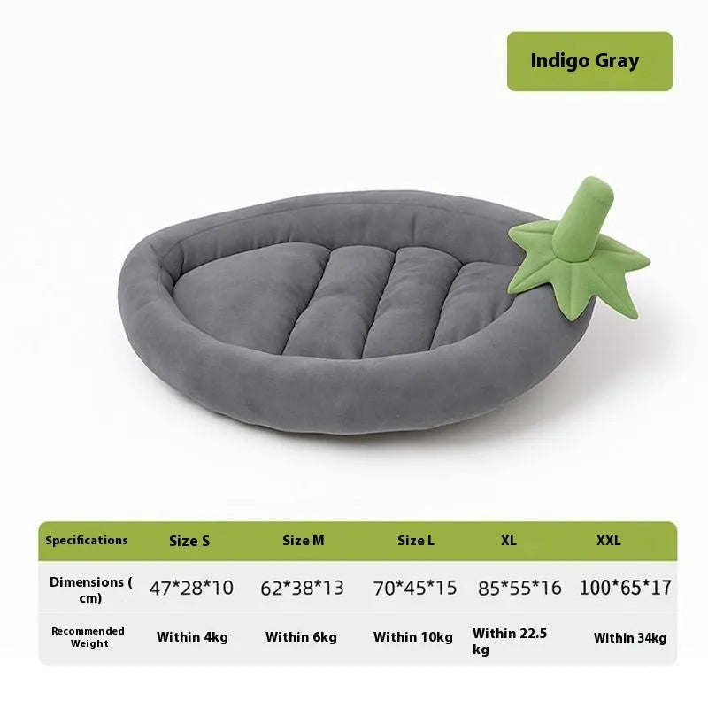 Brown removable washable dog mat on a wooden floor next to a dog crate.