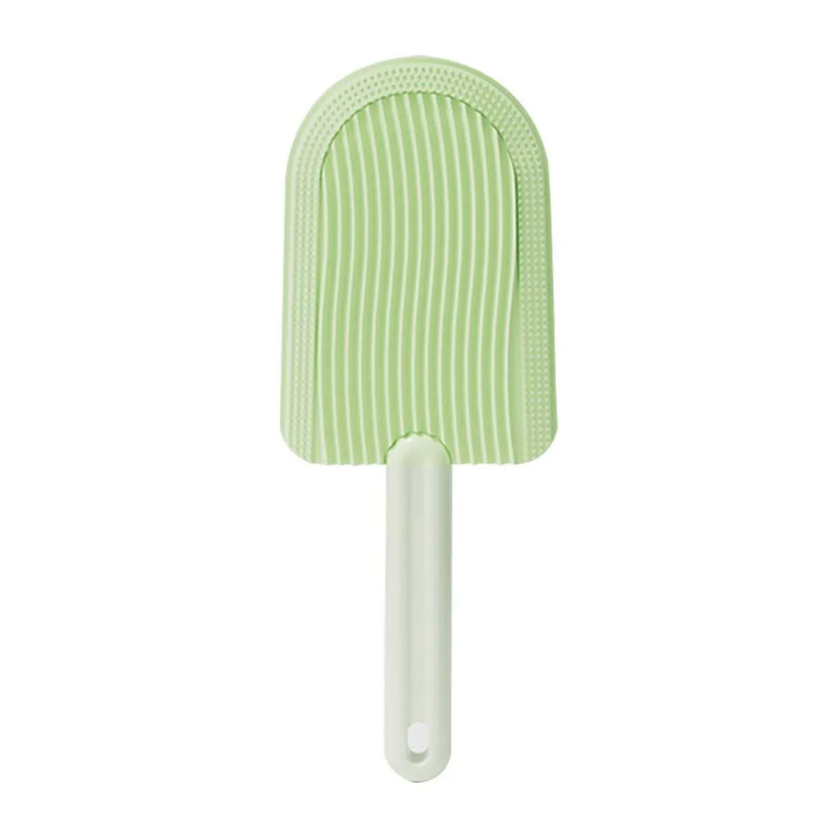 Blue foldable pet grooming brush with silicone bristles for cats and dogs
