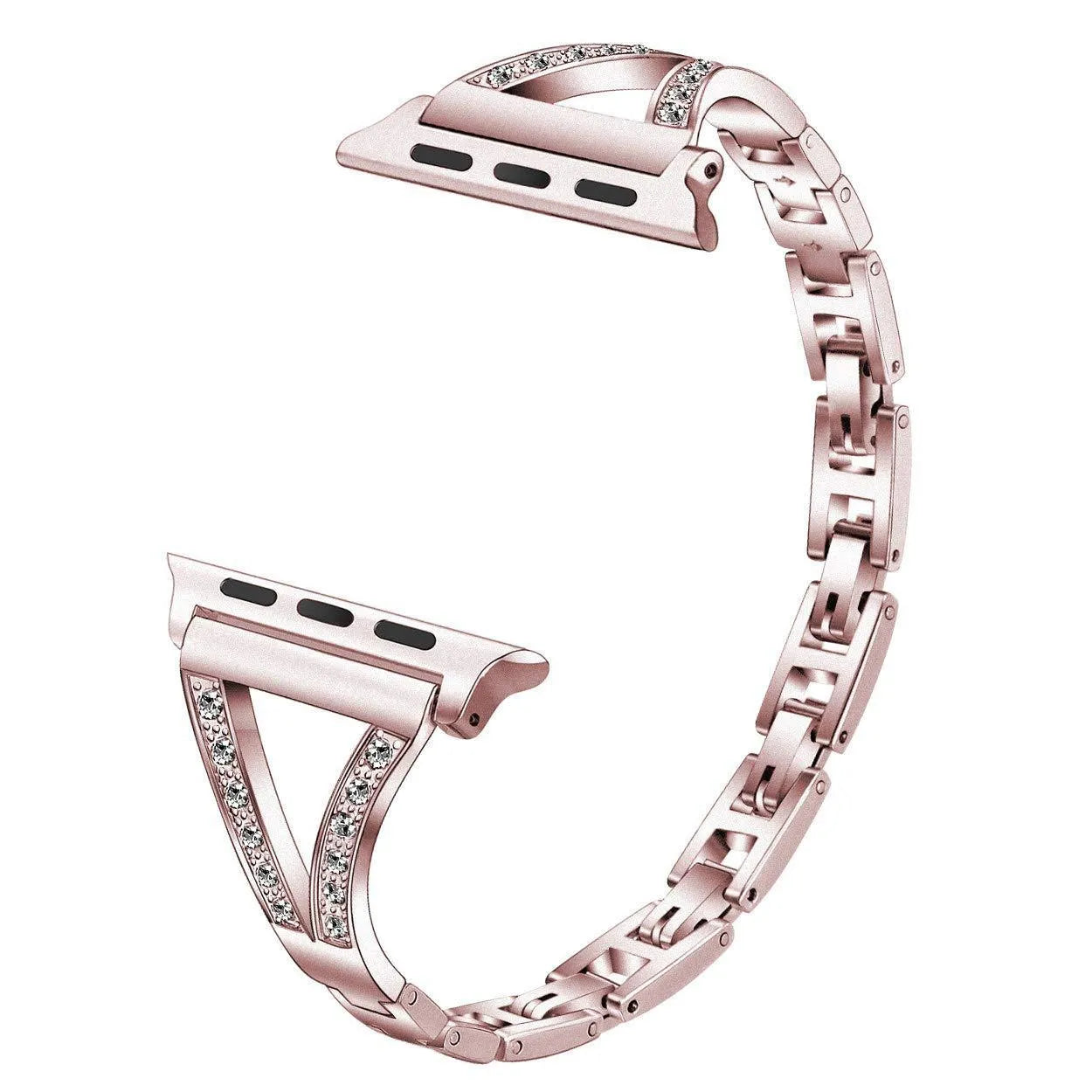 Herringbone diamond pattern Apple Watch band with zinc alloy construction in silver colour