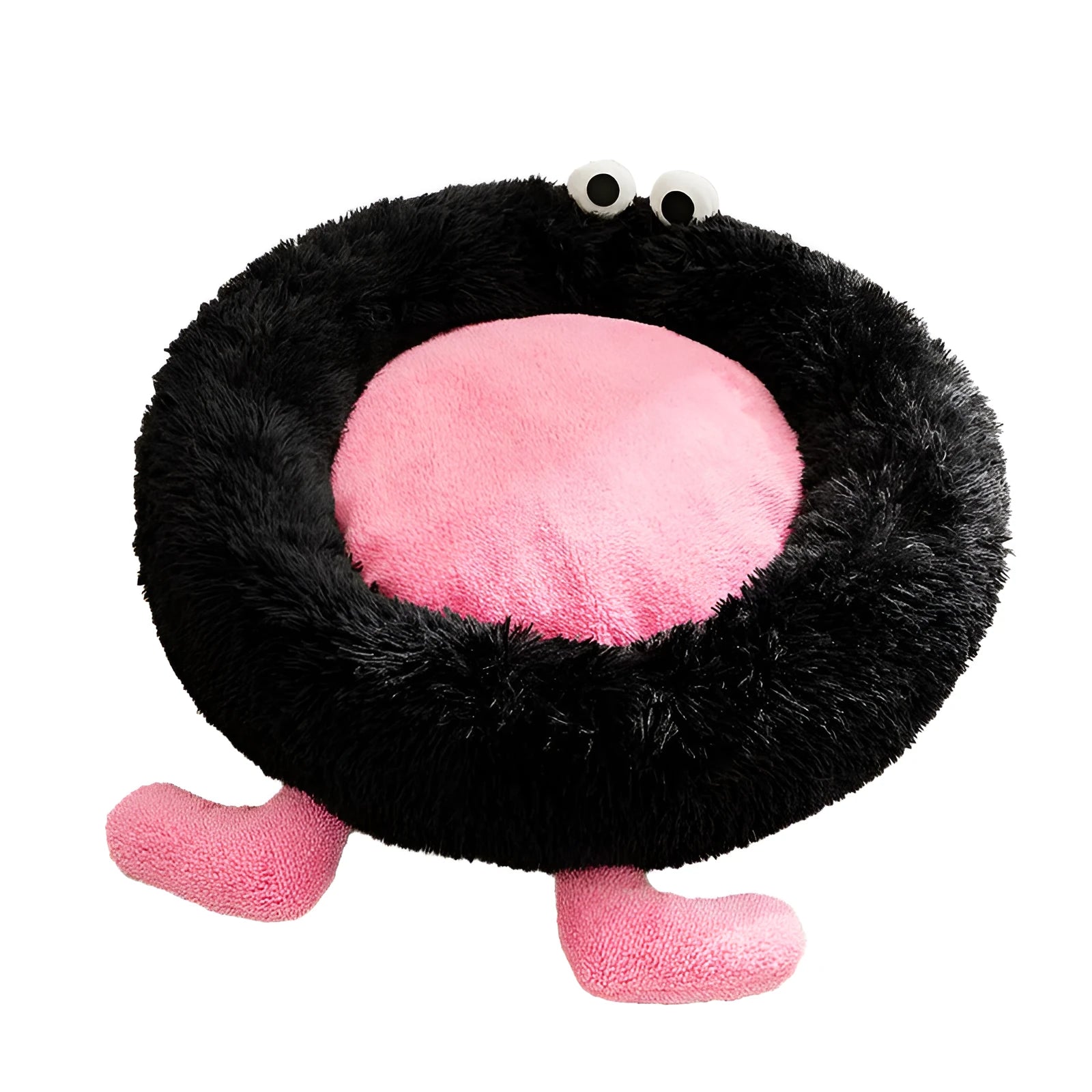 Briquettes plush pet bed in blue colour with raised sides forming a nest for dogs or cats