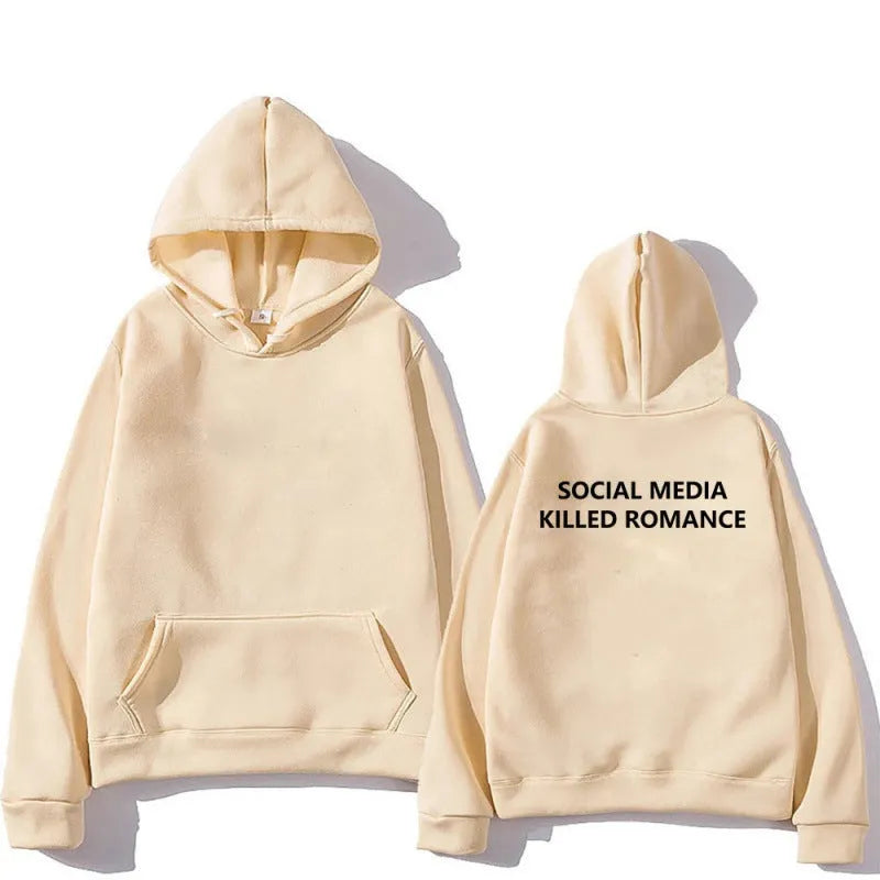 Men's slim-fit grey hoodie with a printed spring letter design on the front, featuring a hood and long sleeves.