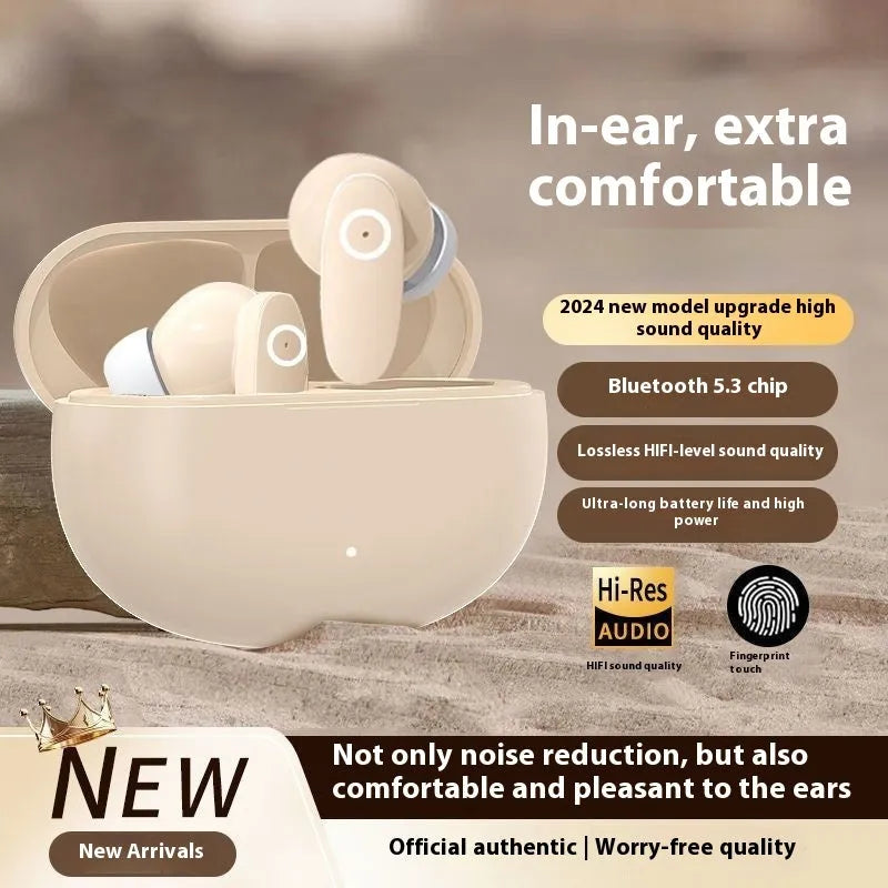 Wireless Bluetooth headset with noise reduction, in-ear sports style, black colour