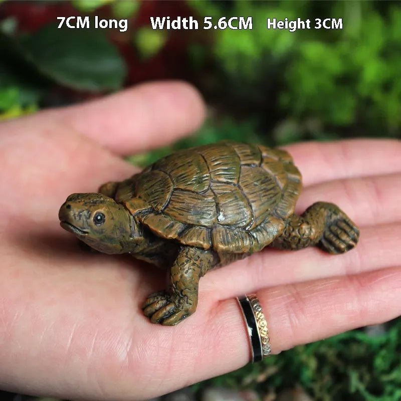 Handcrafted resin simulation turtle ornament for micro landscape and terrarium decoration.
