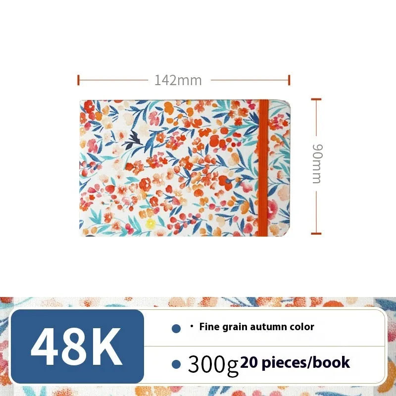 Feiluniao handmade fabric watercolour notebook with cotton paper, 185mm long, shown in a cover design option.