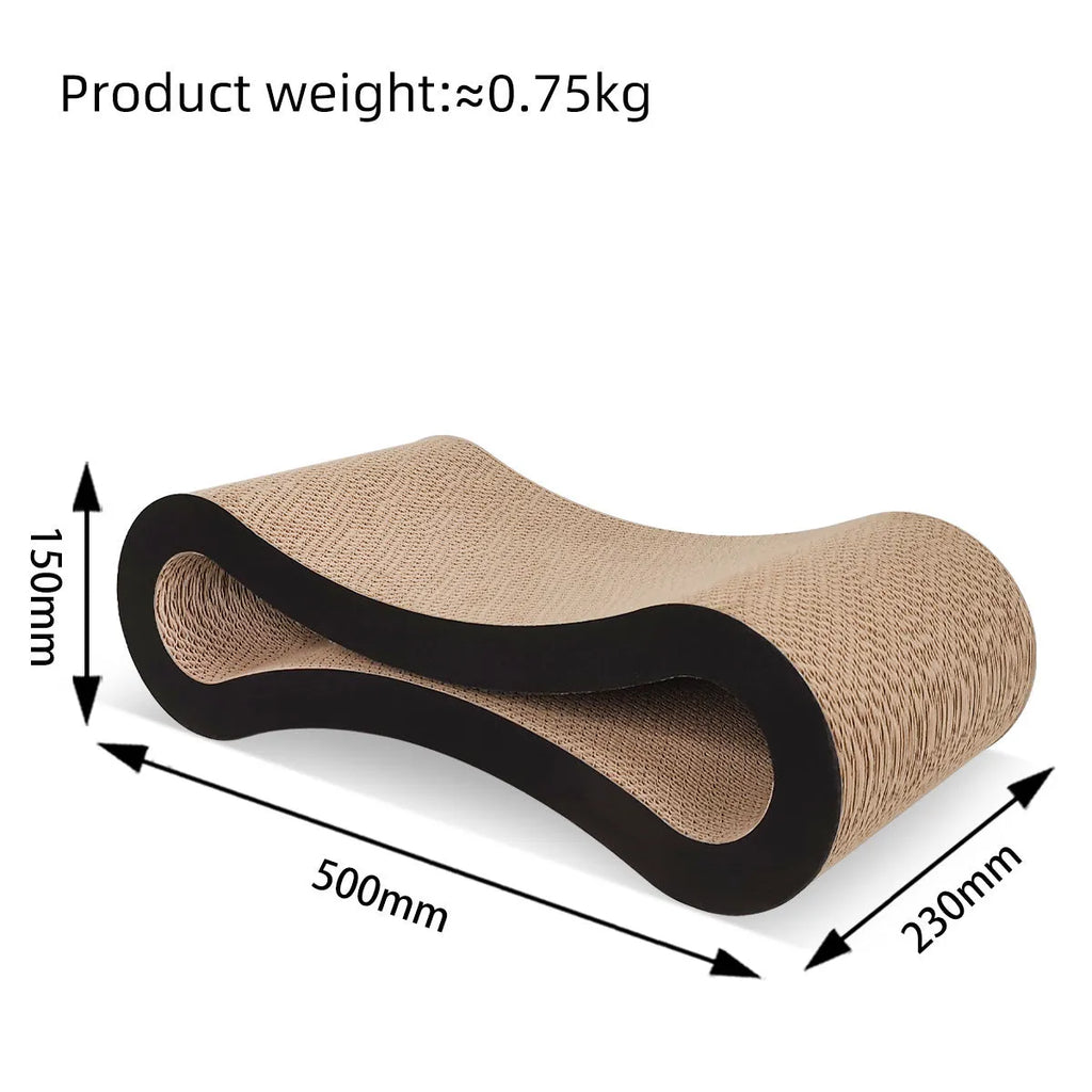 Eight-shaped large white corrugated cat scratch board 430x210x130mm on floor