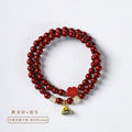 Purple gold sand double circle women's bracelet with 6mm hand-woven beads and lotus seedpod retro design