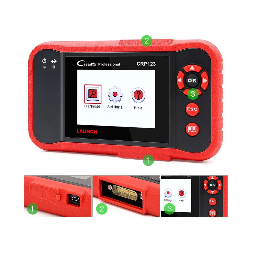 CRP123 handheld automotive OBD2 diagnostic scanner fault code reader with cables