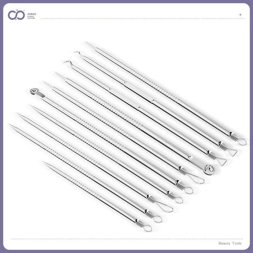 4-piece metal acne needle set with ultra fine pointed tips for professional skincare extraction