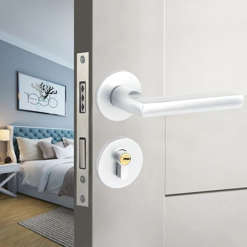 Indoor split magnetic door lock handle for timber doors in aluminum alloy construction