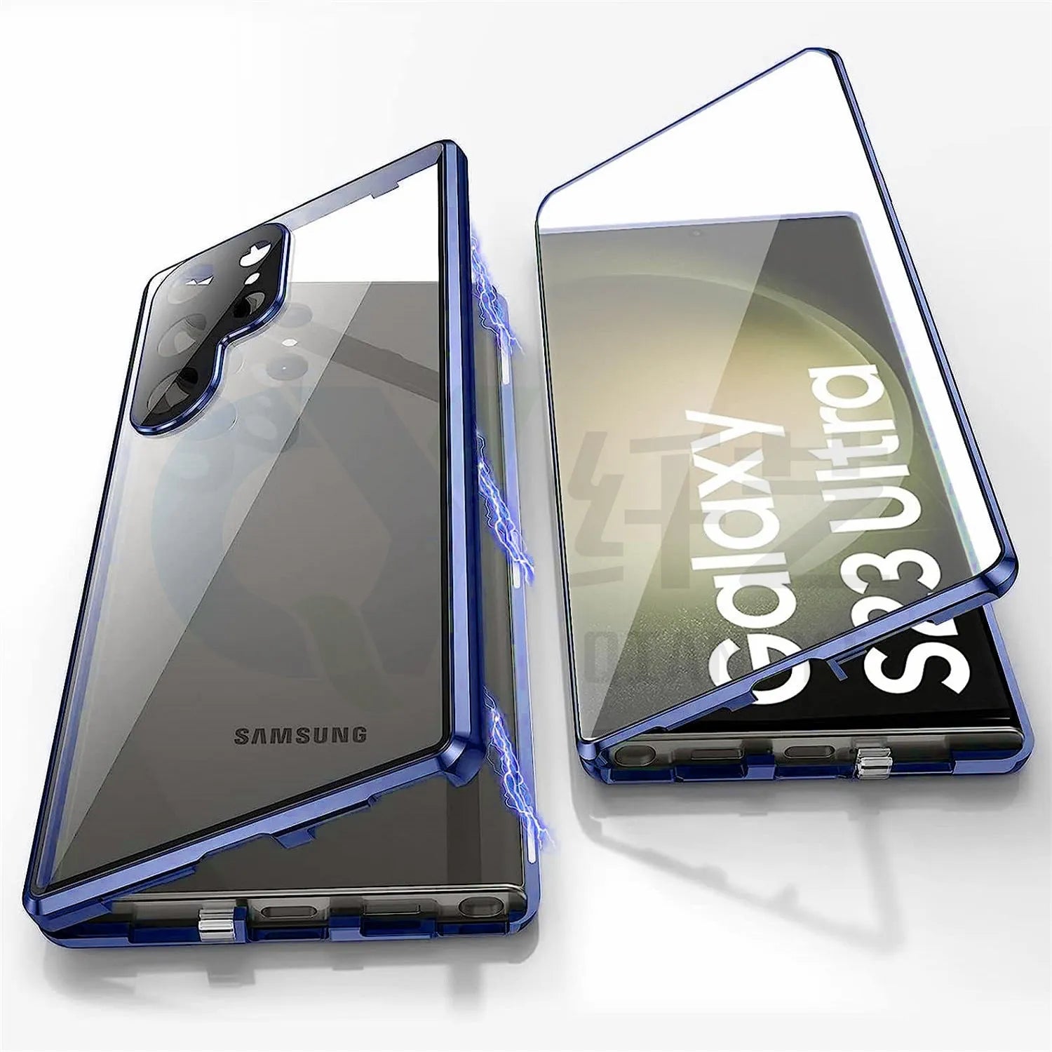 Metal magnetic phone case with a mirror for Samsung S24 Ultra in multiple colour options.