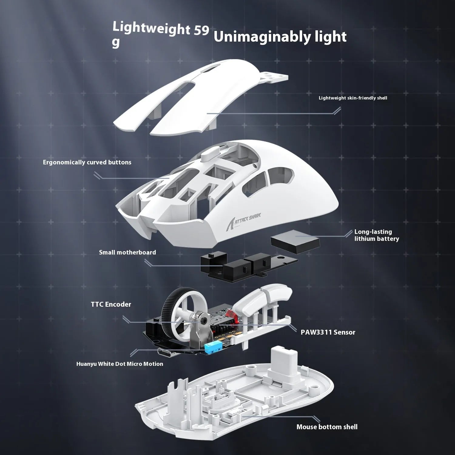 Attack Shark wireless gaming and office mouse in black with three connection modes