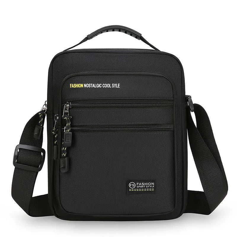 Men's nylon crossbody bag in green colour with waterproof construction and urban simplicity style