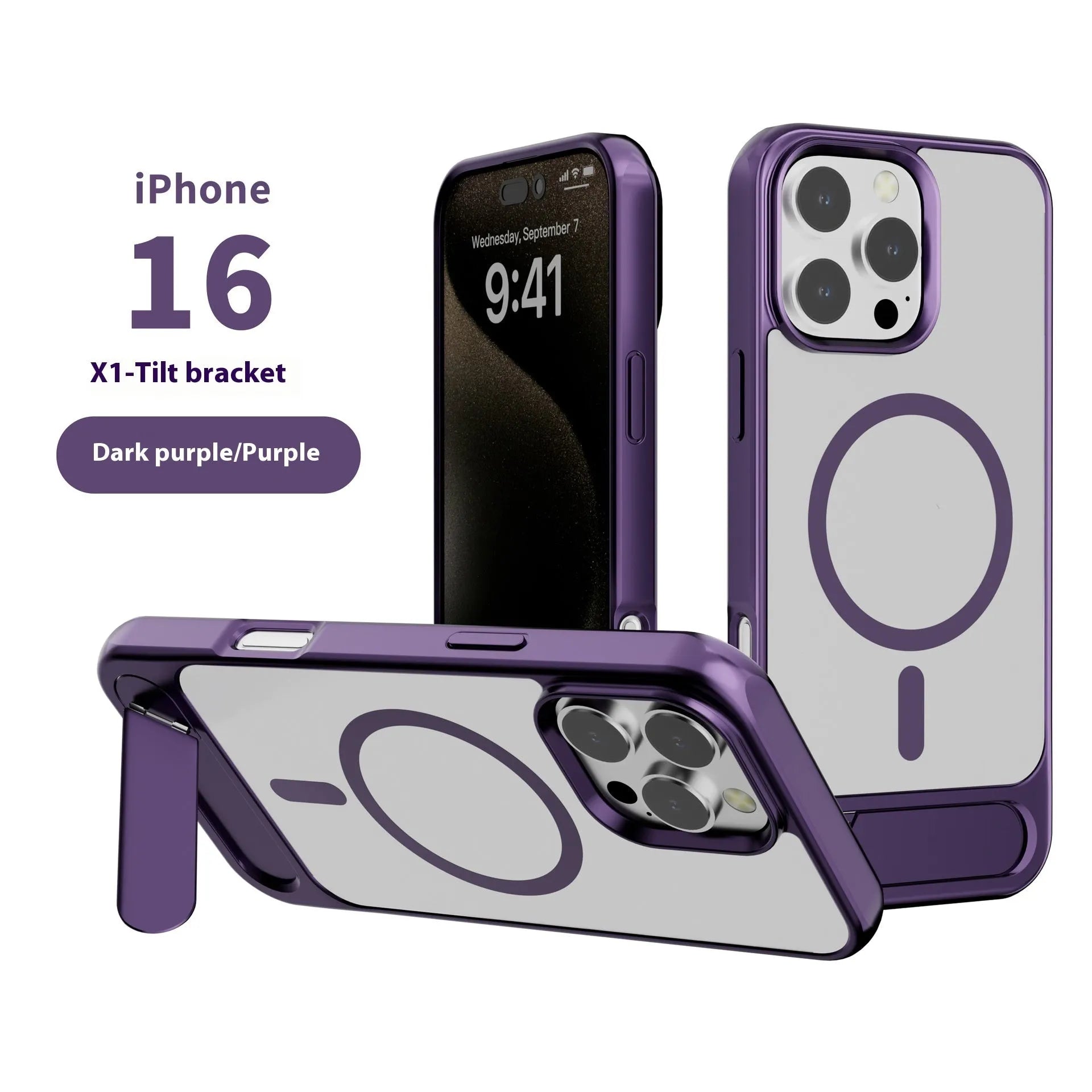 Metallic paint magnetic phone case for iPhone with TPU PC metal construction in wine red colour