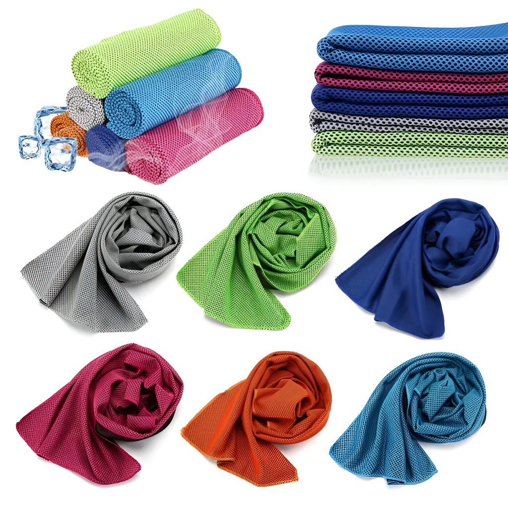 Cooling towel 30 x 90 cm microfiber mesh in blue, gray, green, purple or red for sports and fitness