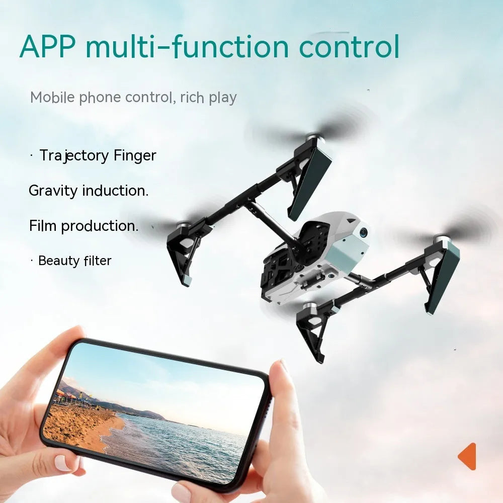 White KS66 alloy UAV drone with camera and propellers, remote control, and accessories on a neutral background