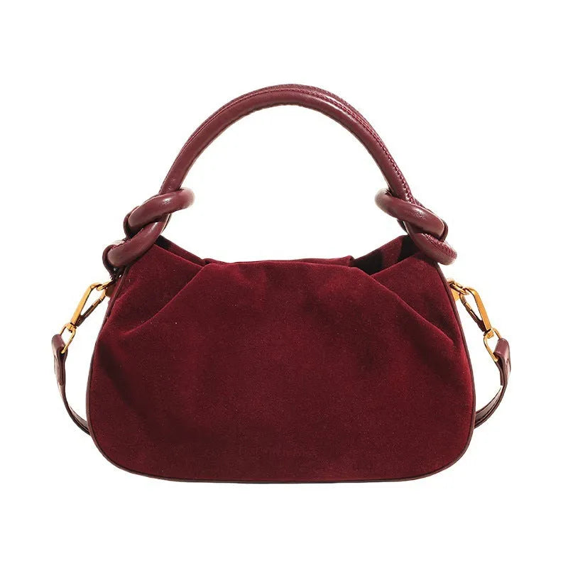 Trendy retro Korean style women's PU leather flap handbag with letter and stitch detailing, available in khaki colour, 22x7x13cm