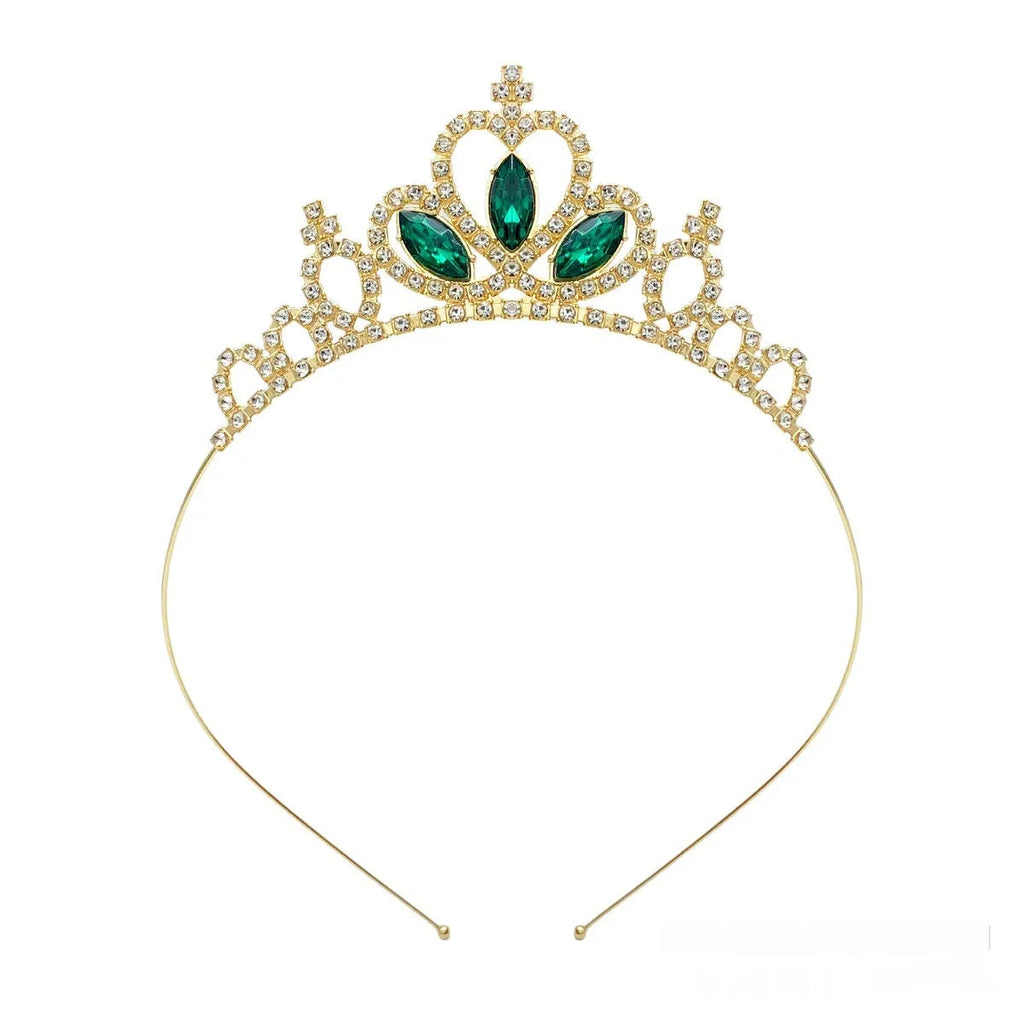 Girl's electroplated alloy princess crown headdress in gold and silver colour variations for birthday parties