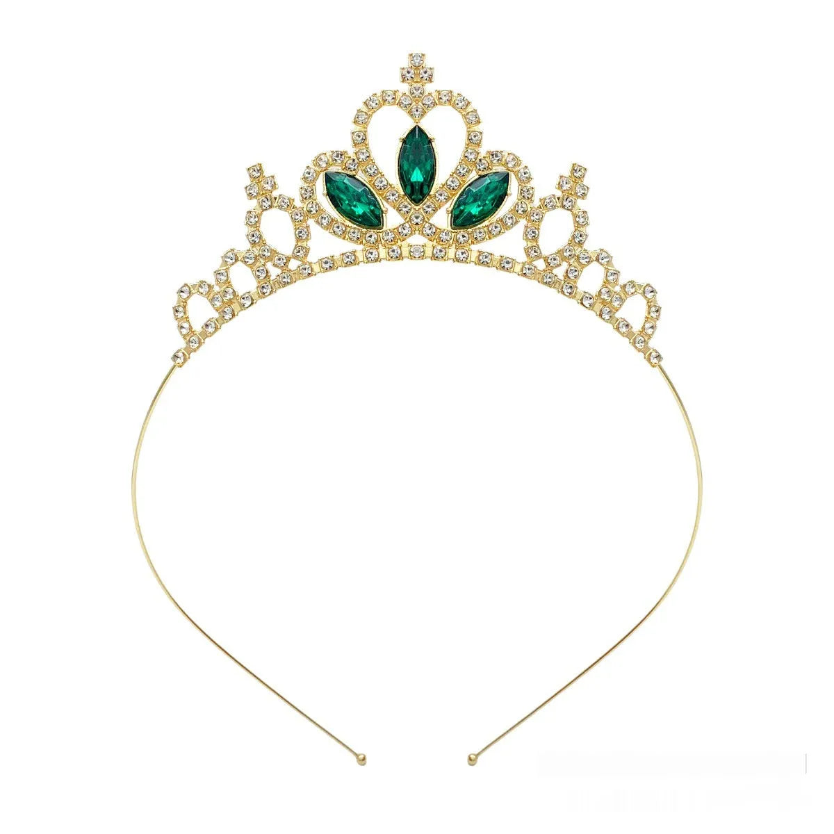 Girl's electroplated alloy princess crown headdress in gold and silver colour variations for birthday parties