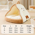 Green winter cat tent pet bed with a removable blanket inside, shown next to a yellow version.