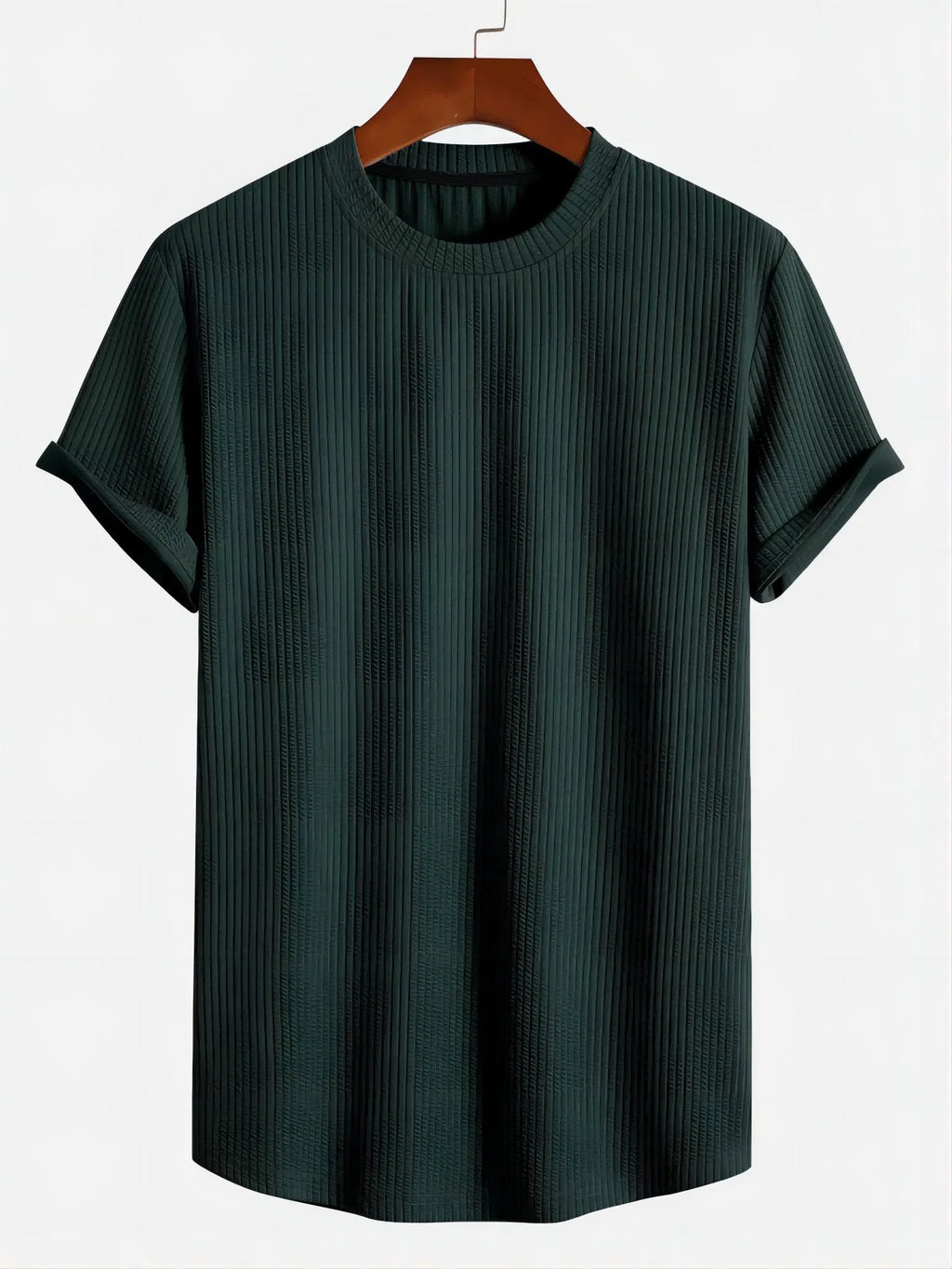 Men's solid colour loose round neck T-shirt in chemical fibre blend, available in black and other colours, sizes S to XL