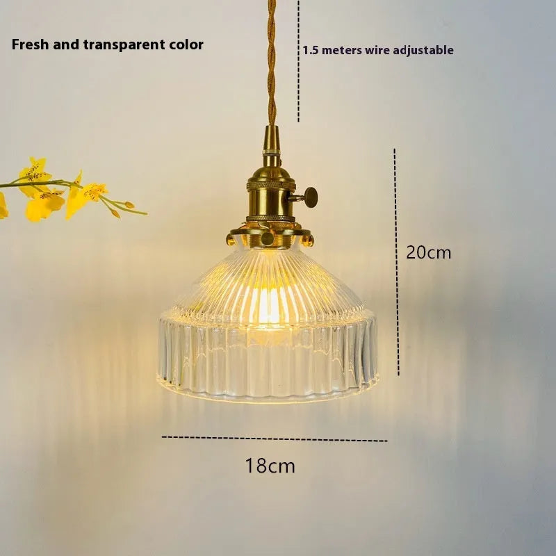 Nordic retro brass and glass chandelier with adjustable suspension and coloured glass shade