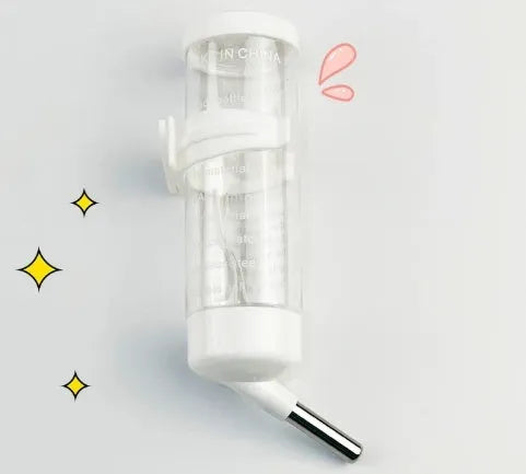 Leak-proof ball kettle pet water feeder in green, pink, blue, white, or yellow with glass tube.