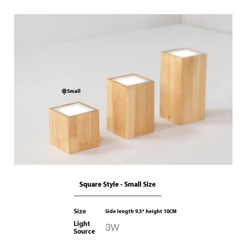 Modern round and square solid wood surface mount downlight for corridor or balcony.