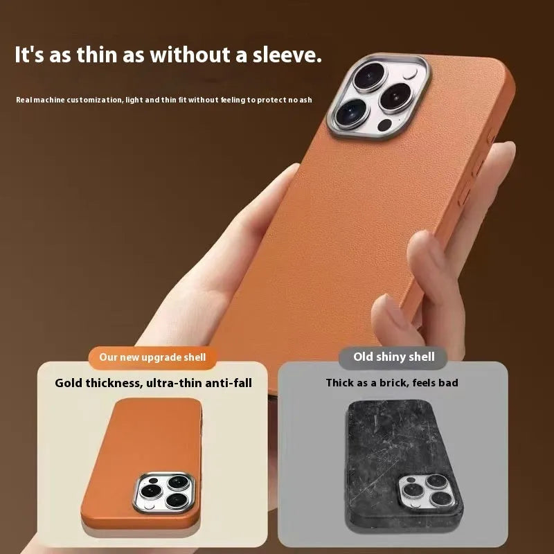 TPU phone case with leather pattern anti-fall design for Apple iPhone in black