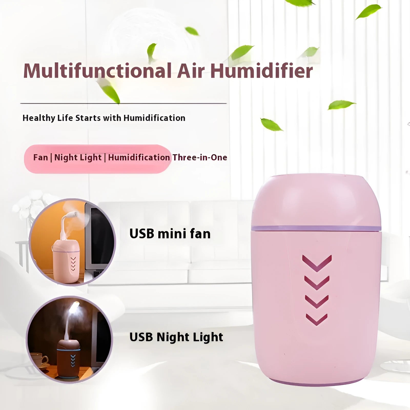 Circular portable air purifier in blue colour with USB cable for car and home use