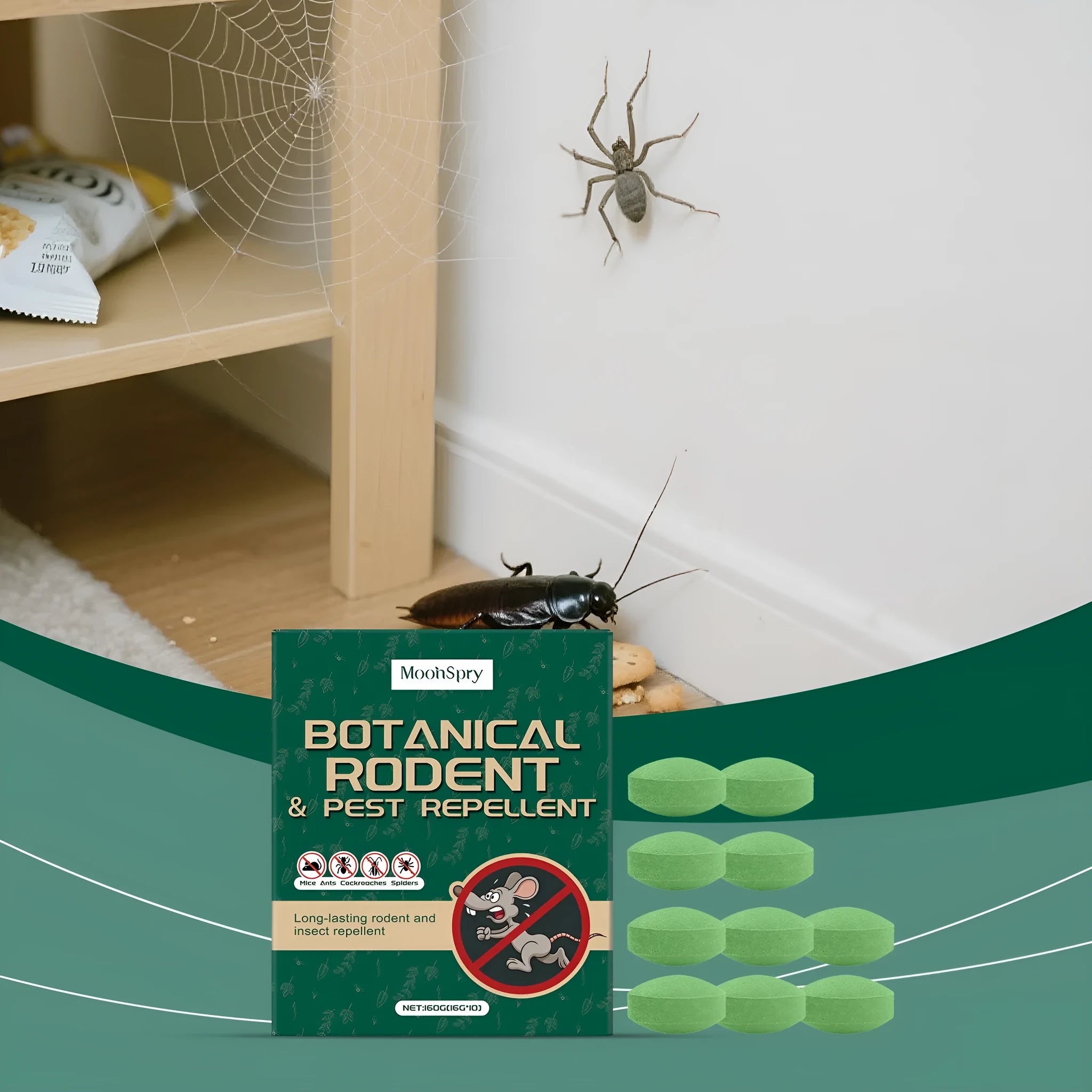 Ten anti-mouse repellent pills and three mesh bags for warehouse and household pest protection