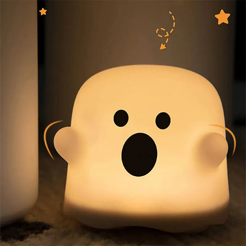 Soft silicone USB rechargeable night light with touch sensor base