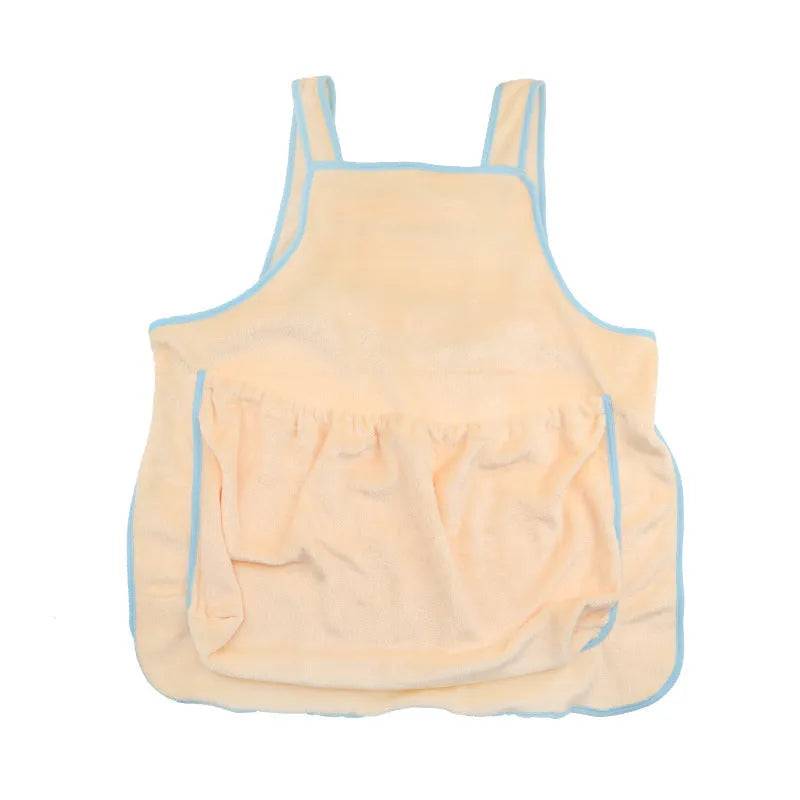 Plush adjustable pet carrier apron bag for small dogs and cats, shown in beige colour.