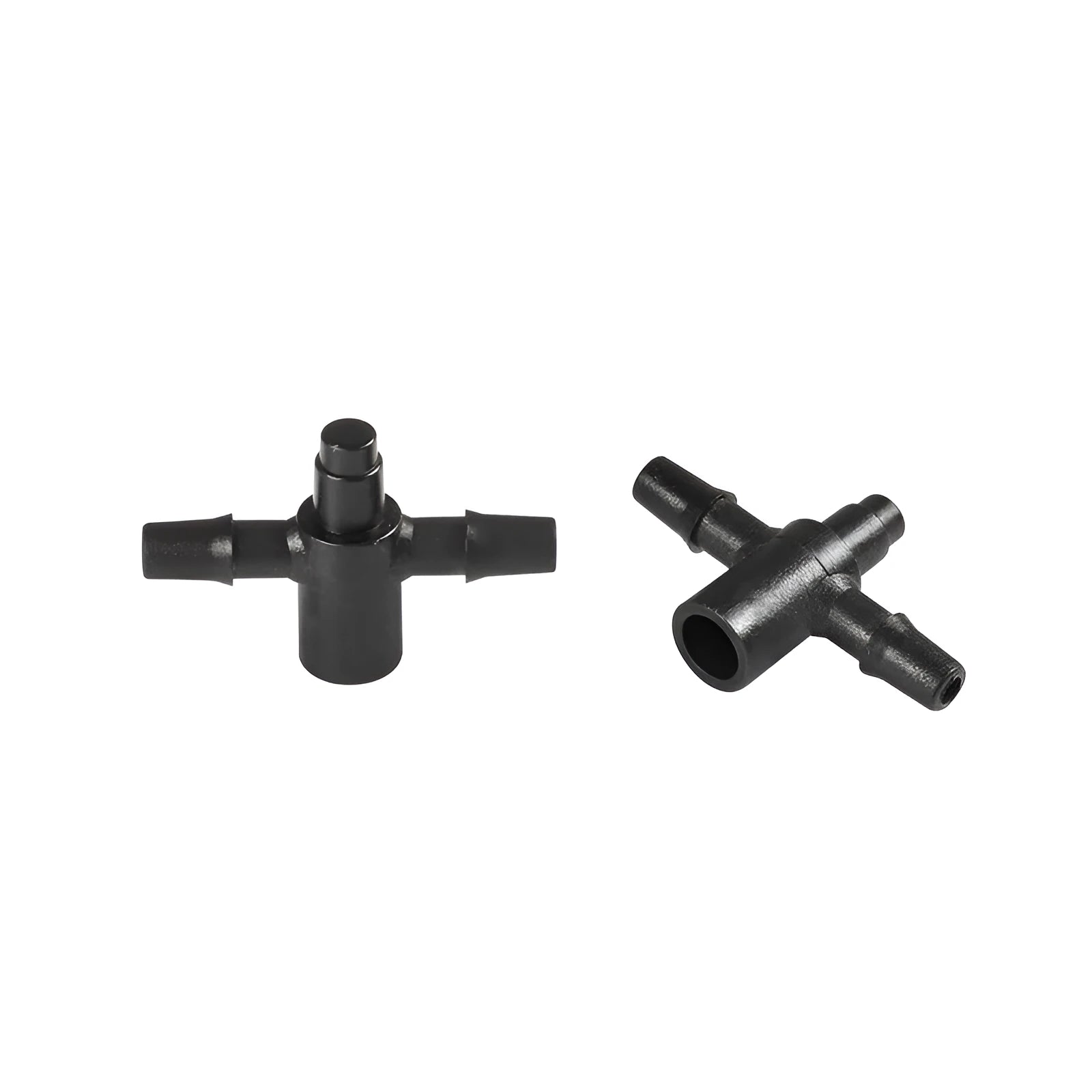 PE plastic tee joint connector for garden irrigation water distribution systems.