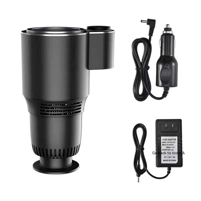 Car drink cooler and heater unit with 12V cigarette lighter plug and coffee cup
