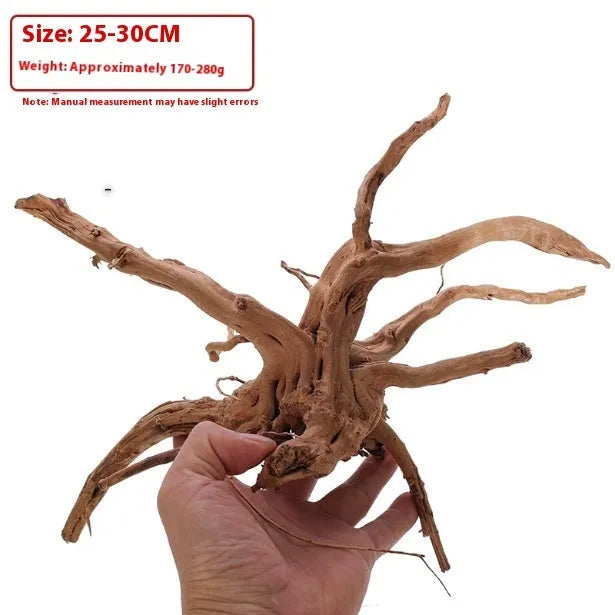 Xiaoqi root natural wood aquarium ornament on a white background, showing textured azalea root-like style.