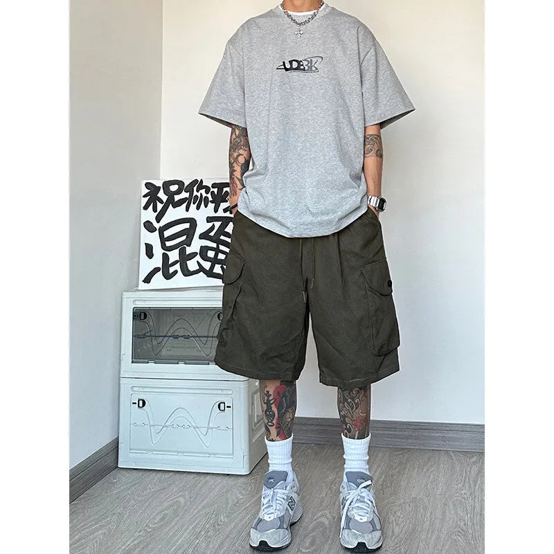 Loose straight casual American style sports shorts in multiple colours with micro elasticity polyester fabric