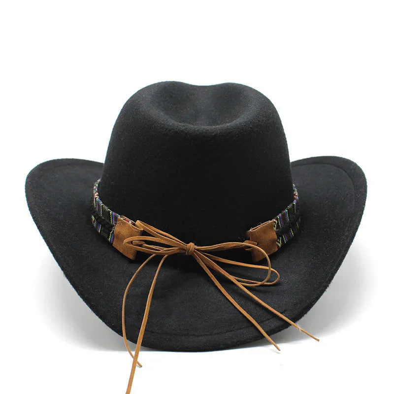 Western cowboy hat with bell crown on head, showing adjustable 56-58cm fit in army green colour.